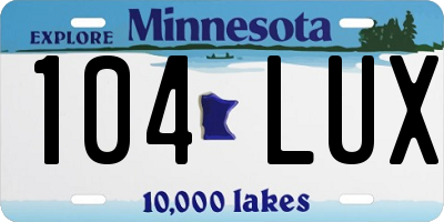 MN license plate 104LUX