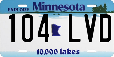 MN license plate 104LVD