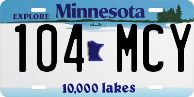 MN license plate 104MCY