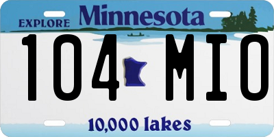 MN license plate 104MIO
