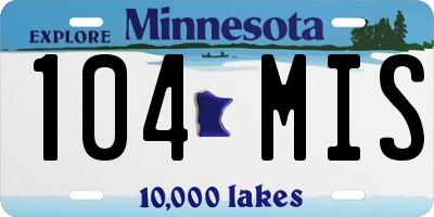 MN license plate 104MIS