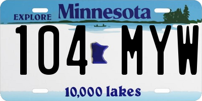 MN license plate 104MYW