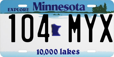MN license plate 104MYX