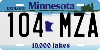 MN license plate 104MZA