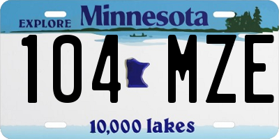 MN license plate 104MZE