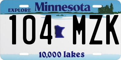 MN license plate 104MZK