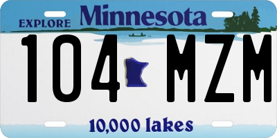 MN license plate 104MZM