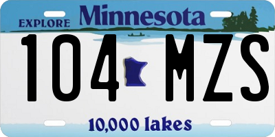 MN license plate 104MZS