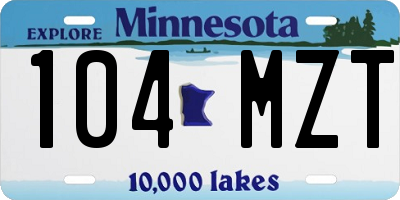 MN license plate 104MZT