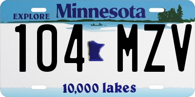 MN license plate 104MZV