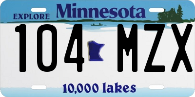 MN license plate 104MZX