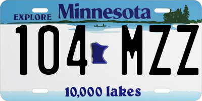 MN license plate 104MZZ