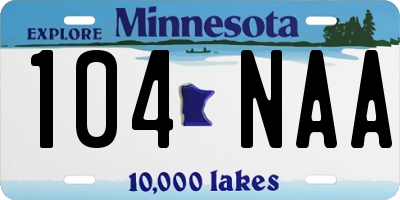 MN license plate 104NAA