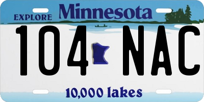 MN license plate 104NAC