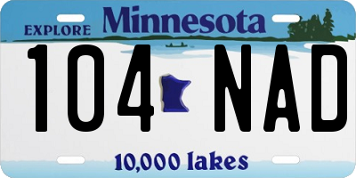 MN license plate 104NAD