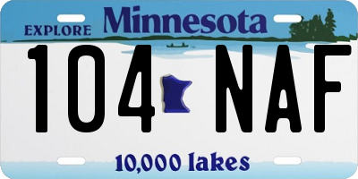 MN license plate 104NAF