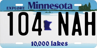 MN license plate 104NAH