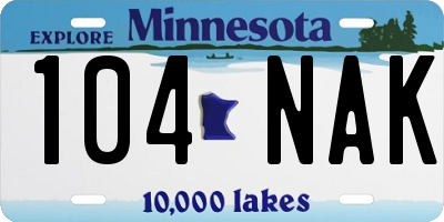 MN license plate 104NAK
