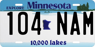 MN license plate 104NAM