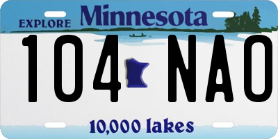 MN license plate 104NAO