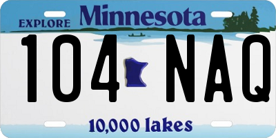 MN license plate 104NAQ