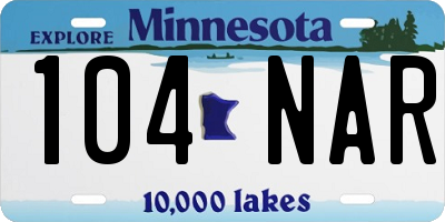 MN license plate 104NAR