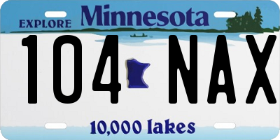 MN license plate 104NAX
