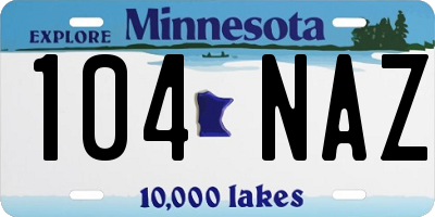 MN license plate 104NAZ