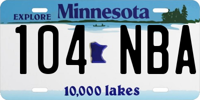 MN license plate 104NBA