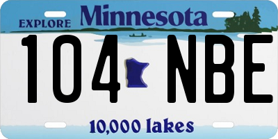 MN license plate 104NBE
