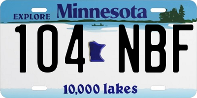 MN license plate 104NBF
