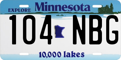 MN license plate 104NBG