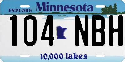 MN license plate 104NBH