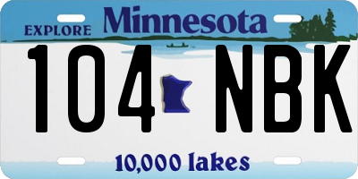 MN license plate 104NBK