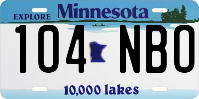 MN license plate 104NBO