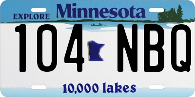 MN license plate 104NBQ