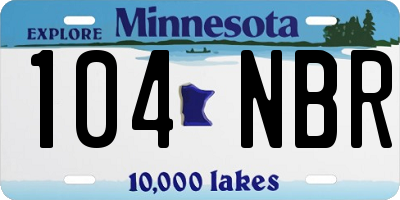MN license plate 104NBR
