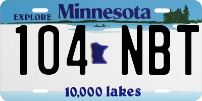 MN license plate 104NBT