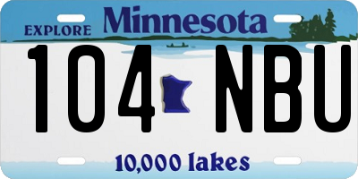 MN license plate 104NBU