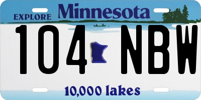 MN license plate 104NBW