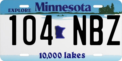 MN license plate 104NBZ