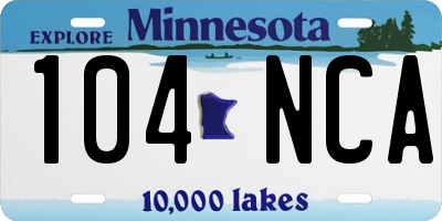 MN license plate 104NCA