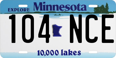 MN license plate 104NCE