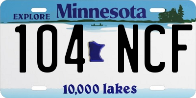 MN license plate 104NCF