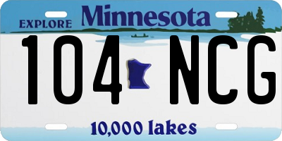 MN license plate 104NCG