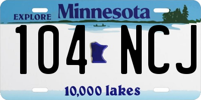 MN license plate 104NCJ