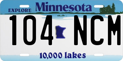 MN license plate 104NCM
