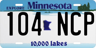 MN license plate 104NCP