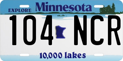 MN license plate 104NCR