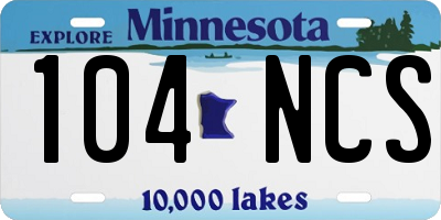 MN license plate 104NCS